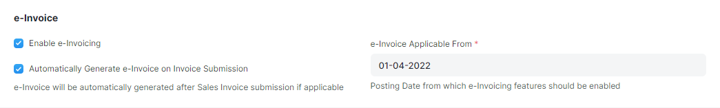 e-Invoice Settings